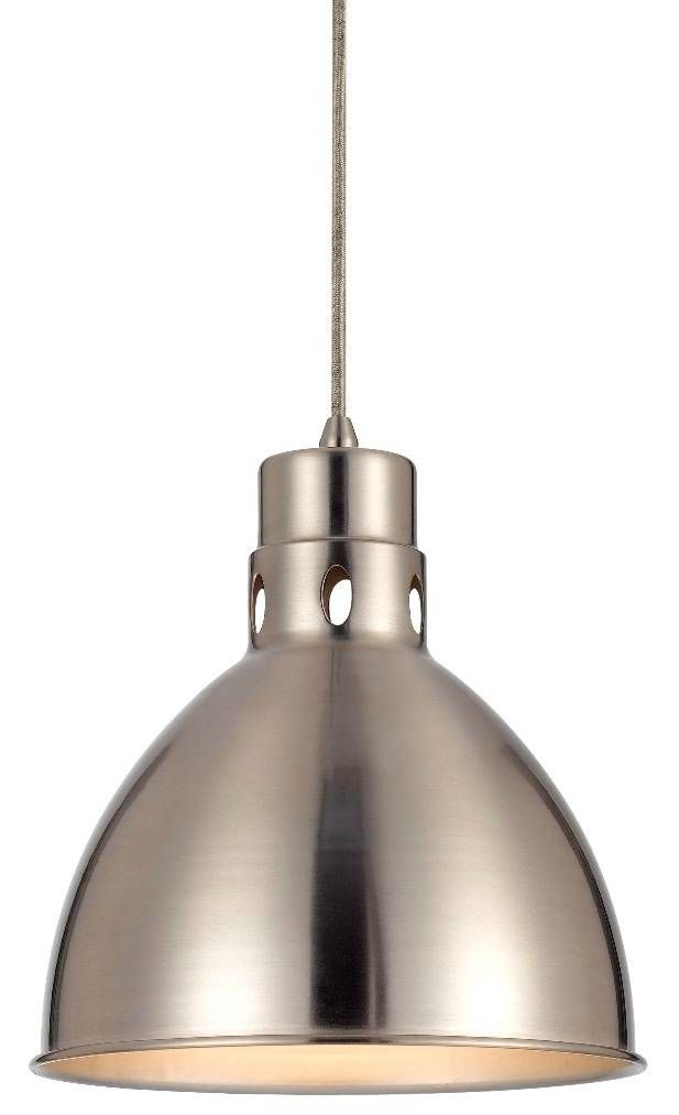 Nickel Vintage Pendant Light 10" Wide | Lamp Shade Pro Inside Brushed Steel Pendant Lights (Photo 2 of 15)