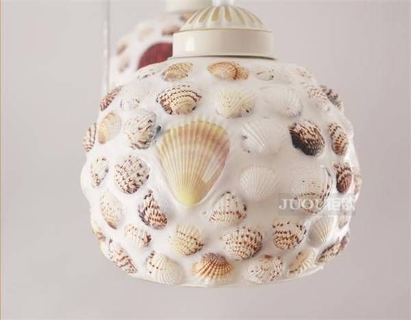 One Light Shell Material Small Type Semi Flush Ceiling Light With Regard To Shell Lights Shades (Photo 10 of 15)