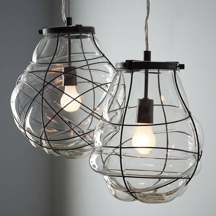 Organic Blown Glass Pendant | West Elm For Wire And Glass Pendant Lights (View 2 of 15)