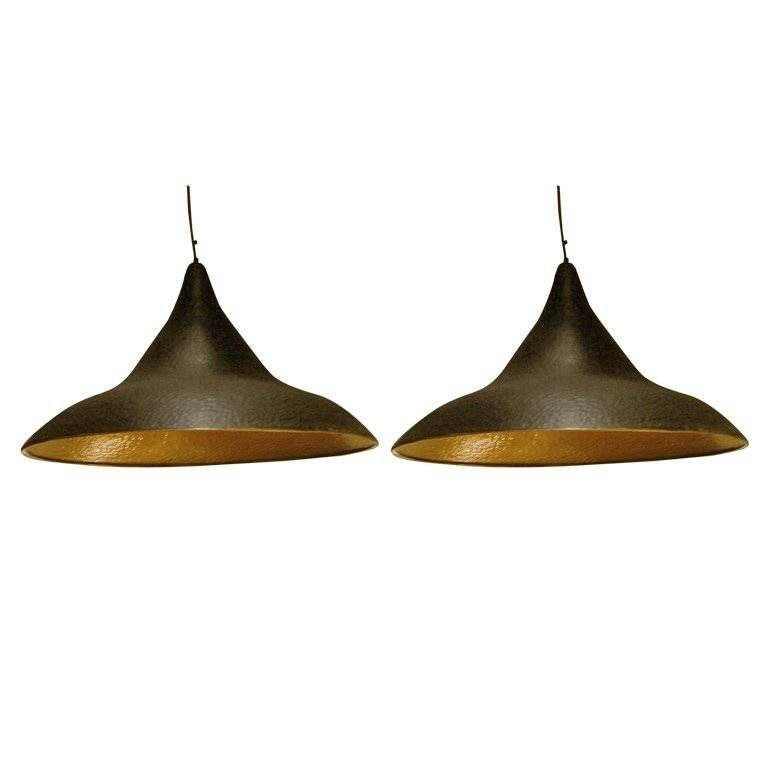 Pair Of Hammered Metal Pendant Light Fixtures For Sale At 1stdibs With Regard To Hammered Metal Pendants (View 7 of 15)