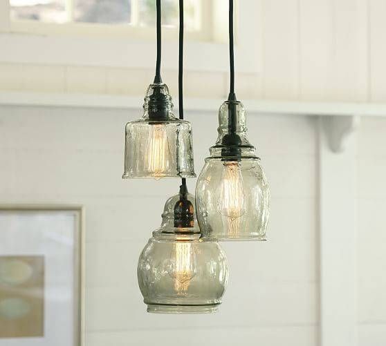 Paxton Glass 3 Light Pendant | Pottery Barn Pertaining To Cluster Glass Pendant Light Fixtures (View 9 of 15)