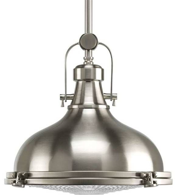 Progress P5188 0930k9, Fresnel Lens Pendant Light In Brushed With Regard To Brushed Stainless Steel Pendant Lights (Photo 5 of 15)
