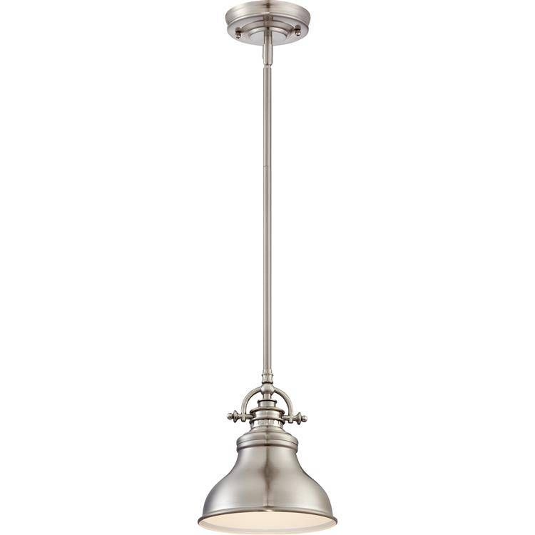 Quoizel Er1508bn Emery Retro Brushed Nickel Finish 9" Tall Mini Intended For Satin Nickel Pendant Light Fixtures (Photo 1 of 15)