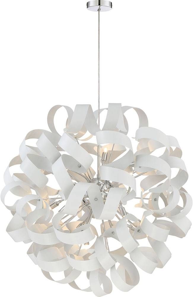 Quoizel Rbn2831w Ribbons Contemporary White Lustre Xenon Pendant Within Quoizel Pendant Light Fixtures (Photo 5 of 15)