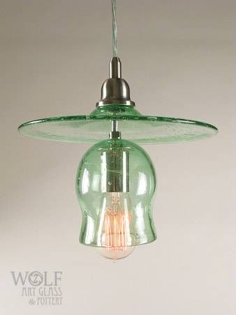Recycled Glass Bell & Hat Pendant Lamp | Deanwolf Regarding Recycled Glass Pendant Lights (View 9 of 15)