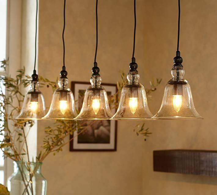 Rustic Glass 5 Light Pendant | Pottery Barn Within Rustic Pendant Lighting (View 6 of 15)