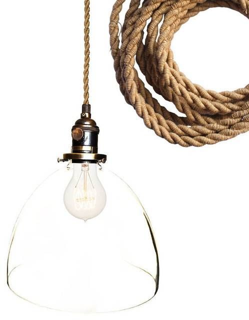 Rustic Ship Rope 8" Clear Hand Blown Glass Pendant Light – Beach Regarding Rustic Clear Glass Pendant Lights (View 15 of 15)