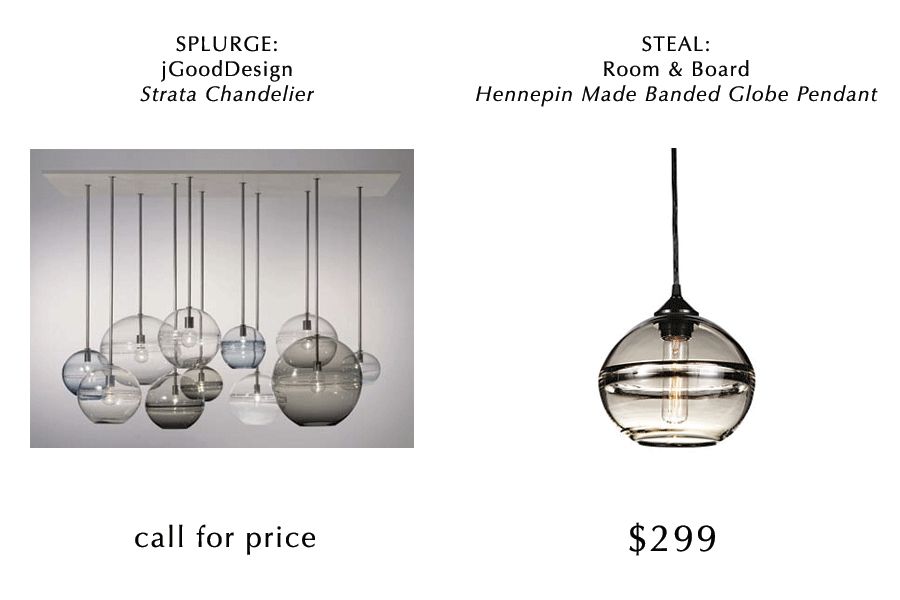 Splurge Versus Steal: Glass Pendant Lamps – Heather Zerah Interiors Regarding Hand Blown Glass Pendants (Photo 10 of 15)