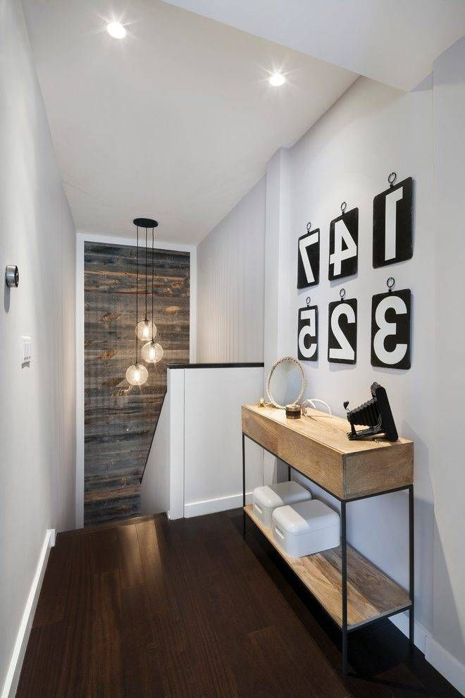 Stairwell Wall Ideas Hall Contemporary With Reclaimed Wood Wall Regarding Stairwell Pendant Lights (Photo 10 of 15)