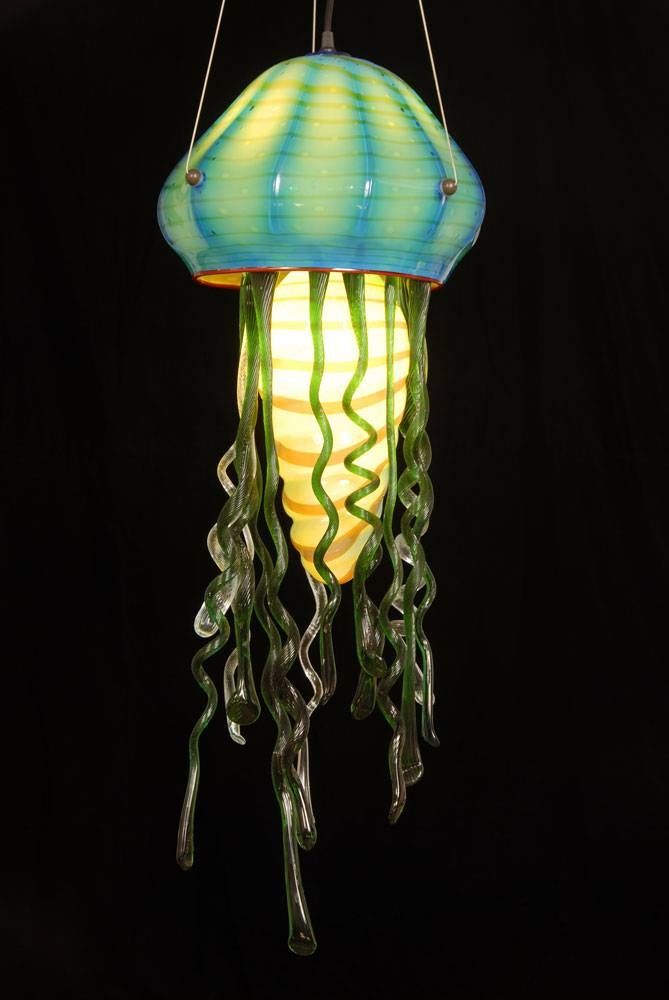 Striniartglasscustomlightingstriniartglasscustomlightingglass With Regard To Jellyfish Pendant Lights (Photo 10 of 15)
