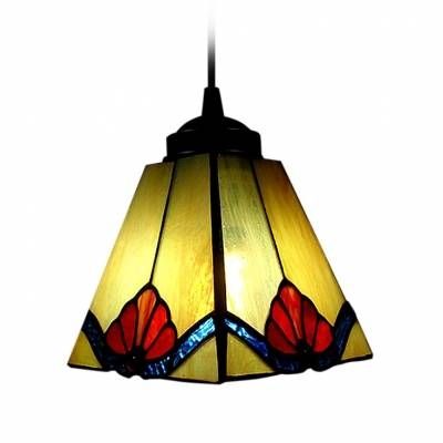 Tawny Tiffany Art Stained Glass Style Mini Pendant Light In Square With Stained Glass Mini Pendant Lights (View 14 of 15)