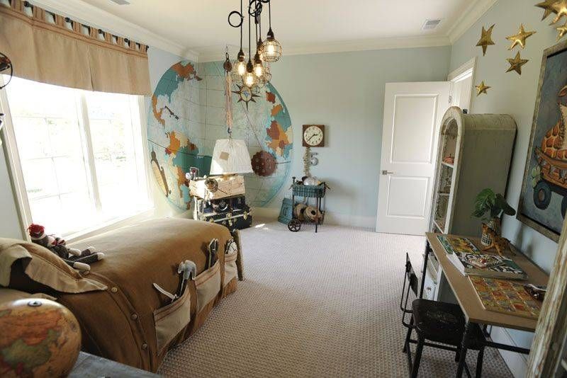 Traditional Kids Bedroom With Specialty Door & Mural | Zillow Digs With Regard To Paxton Glass 3 Lights Pendants (View 11 of 15)