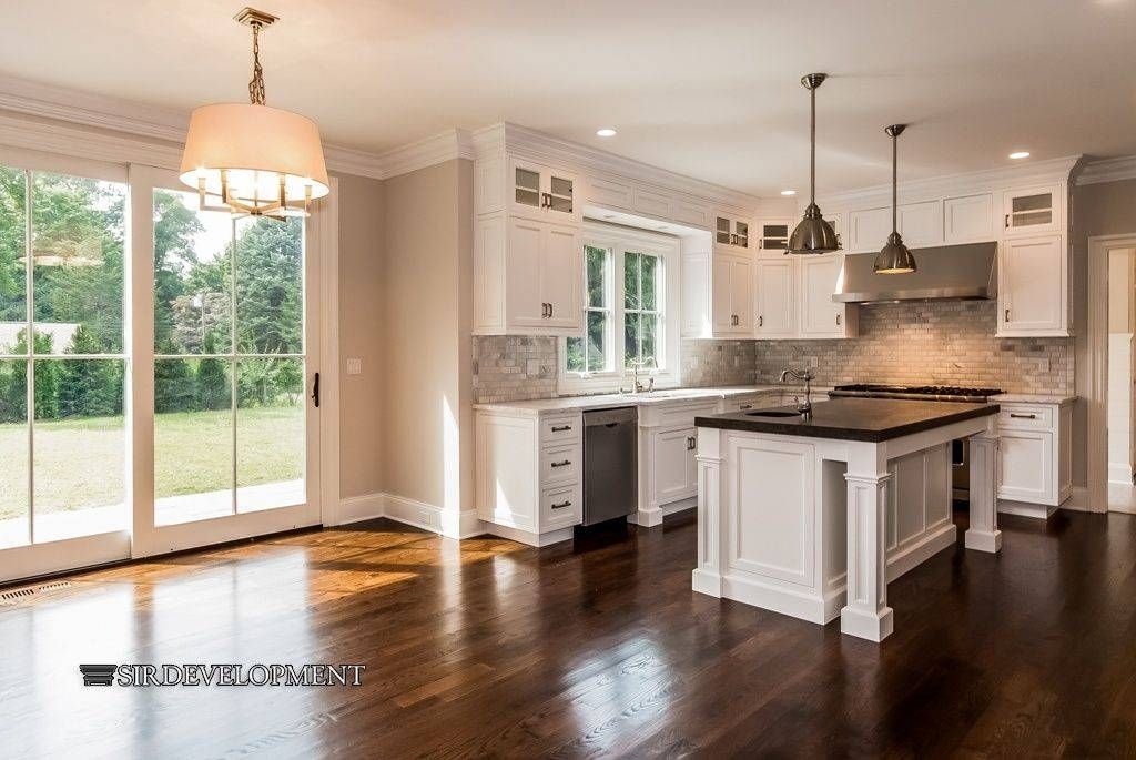 Traditional Kitchen With Pendant Light & Glass Panel In Westport Intended For Harmon Pendant Lights (View 5 of 15)