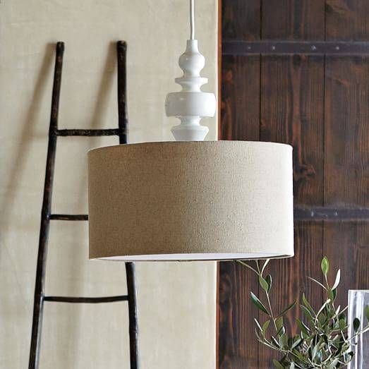 Turning Pendant – White/natural | West Elm Pertaining To West Elm Drum Pendant Lights (Photo 12 of 15)