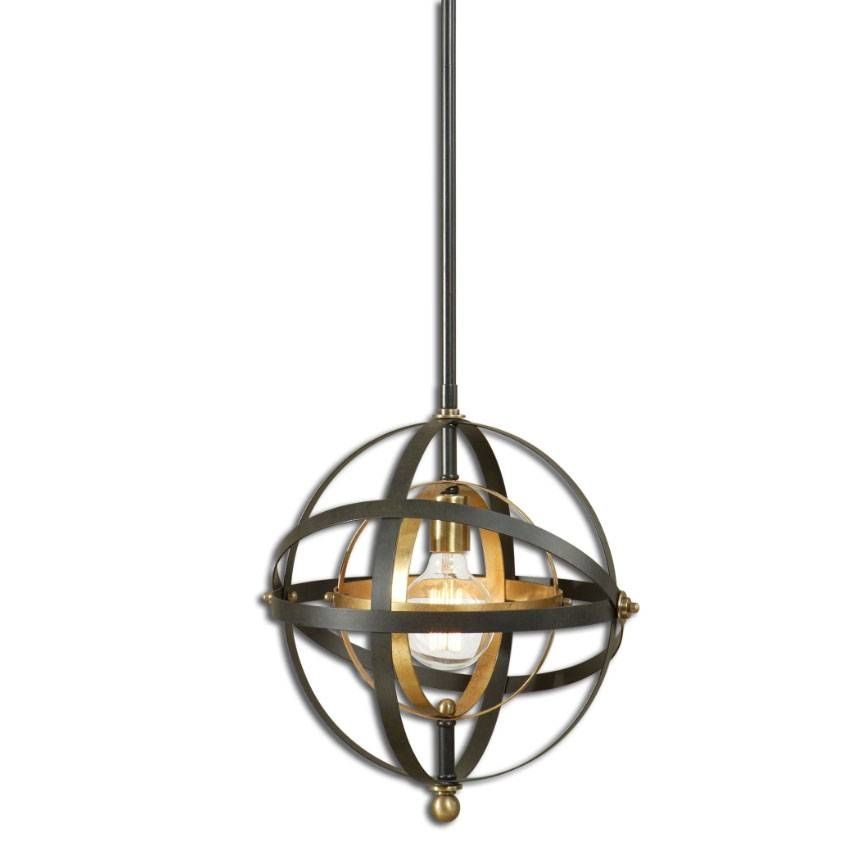 Uttermost 22039 Rondure Modern Dark Oil Rubbed Bronze Finish 52 Inside Bronze Pendants (Photo 6 of 15)