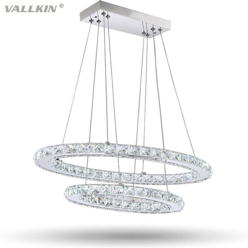 Vallkin® Led Crystal Oval Pendant Lighting Chandeliers Lamps Inside Oval Pendant Lights Fixtures (Photo 13 of 15)