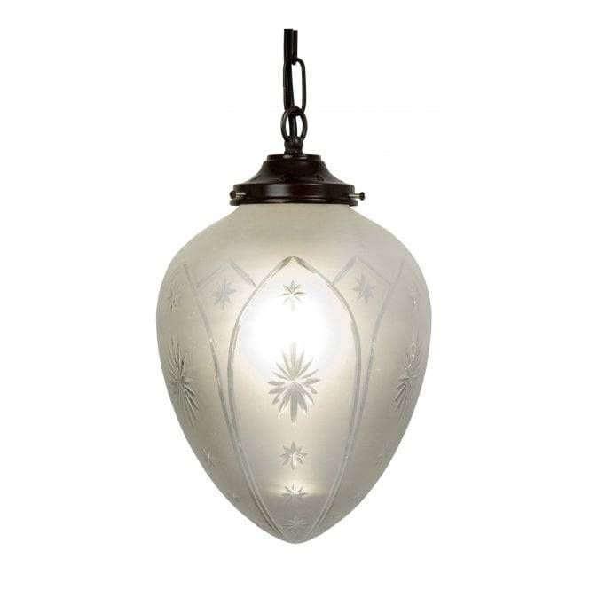 Victorian Style Entrance Hall Light With Star Pattern Glass Shade Throughout Edwardian Lamp Pendant Lights (View 7 of 15)