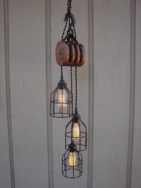 Vintage Farmhouse Pulley Light | Id Lights Inside Pulley Lights Fixture (View 6 of 15)