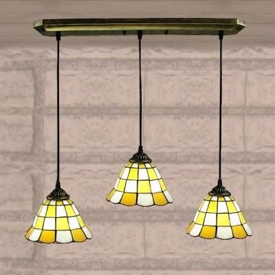 White Finished Yellow Pattern 24 Inch Kitchen Pendant Lighting In Inside Stained Glass Pendant Lights Patterns (View 15 of 15)