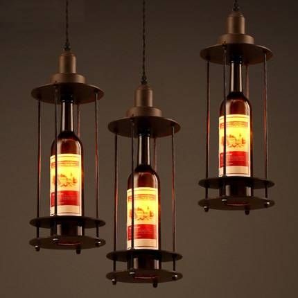 Wine Bottle Vintage Pendant Light Style Loft Pendant Lights Throughout Wine Pendant Lights (Photo 6 of 15)