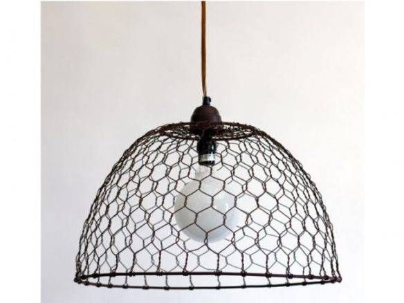 Wire Basket Pendant Lamp Intended For Chicken Wire Pendant Lights (Photo 1 of 15)