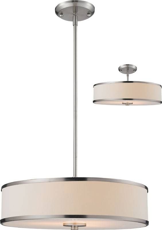 Z Lite 183 20 Cameo Brushed Nickel 53.5" Tall Drum Pendant Light Pertaining To Brushed Nickel Drum Pendant Lighting (Photo 3 of 15)