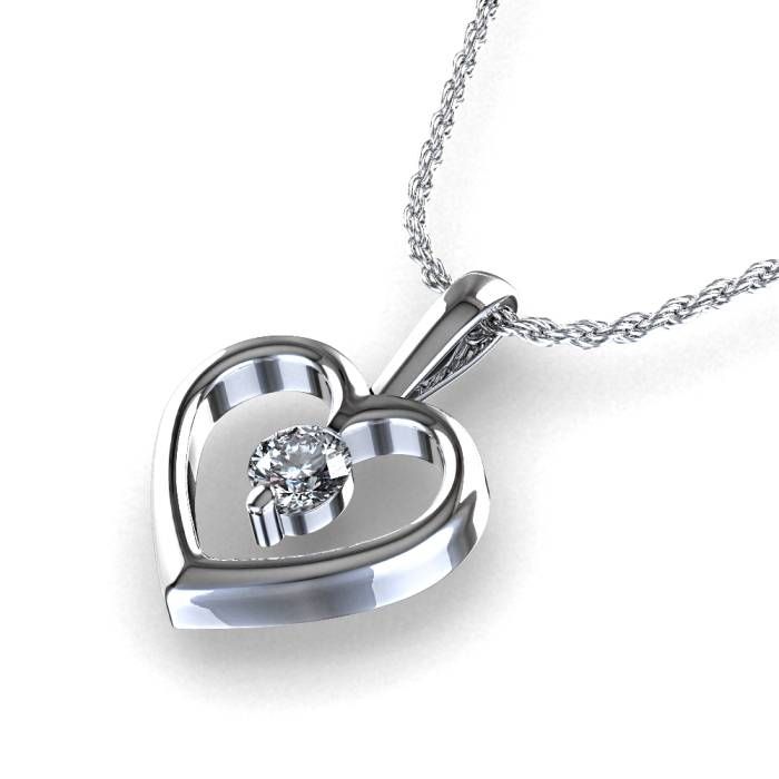 1/14 Ctw Diamond Pendant In 14k White Gold Pertaining To Most Popular Valentine Pendants (View 2 of 15)