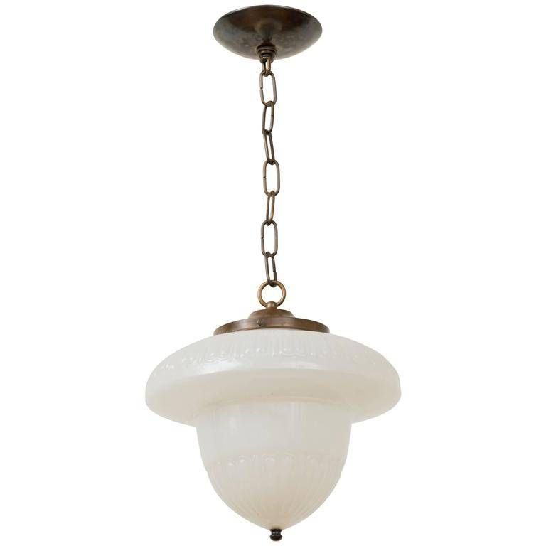 1920s Milk Glass Acorn Pendant Schoolhouse Chandelier At 1stdibs Pertaining To Best And Newest Acorn Pendant Lights (View 11 of 15)