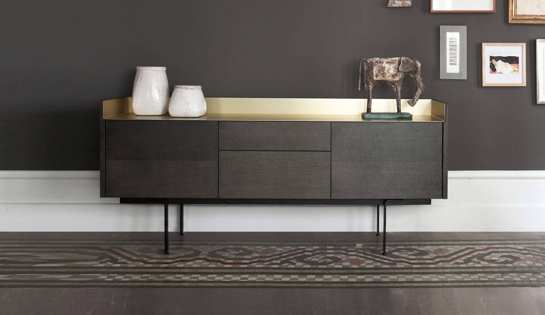 Antique Grey Oak Sideboard Design Featuring Cabinet And Drawers Inside Modern And Stylish Gold Sideboards (Photo 6 of 15)