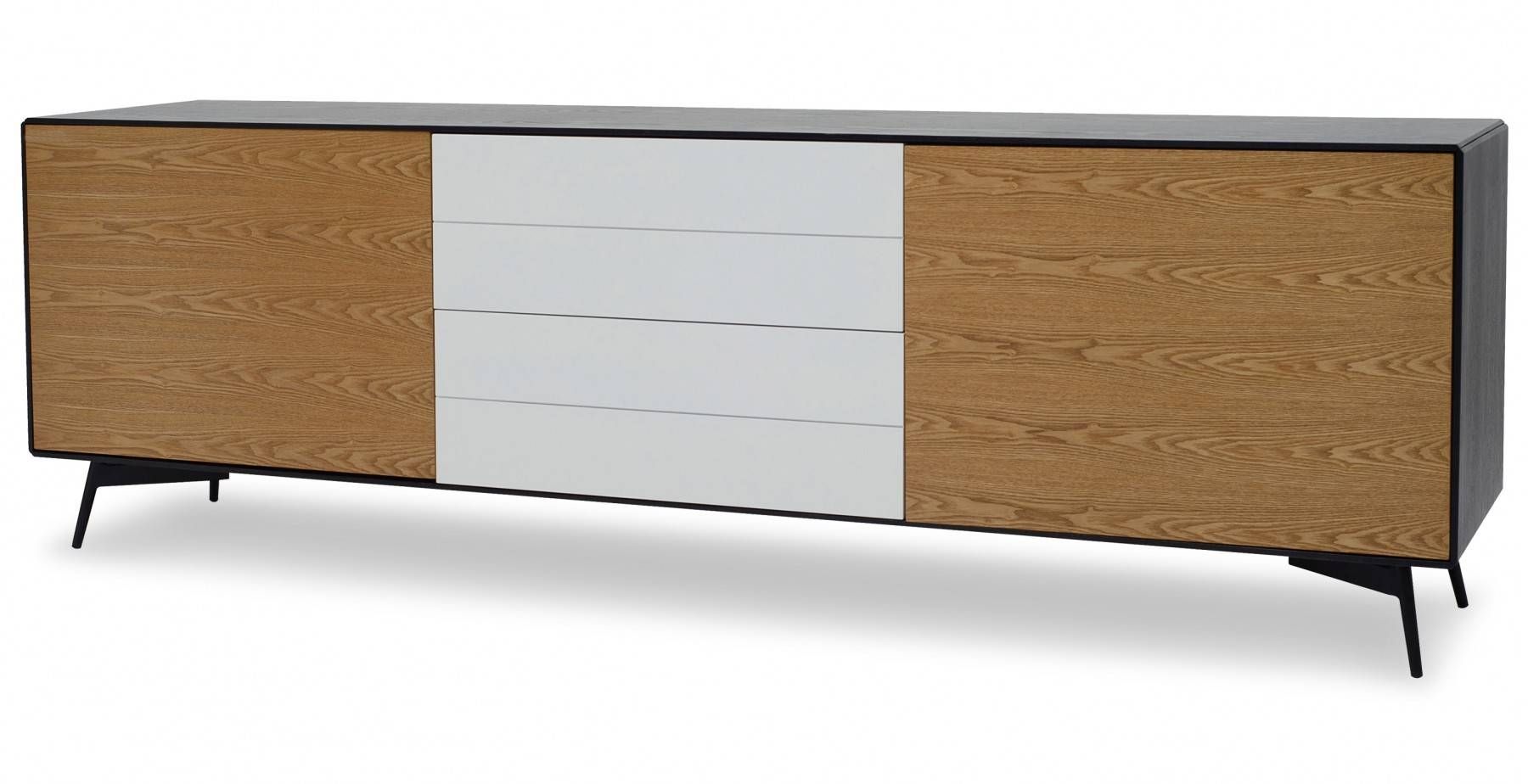 Anton Sideboard, Black, Oak, White Fern & Grey For White And Oak Sideboards (View 14 of 15)