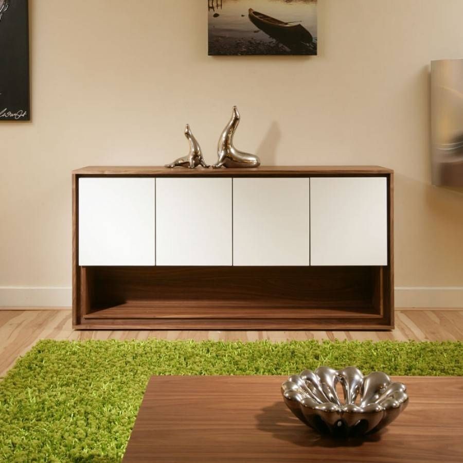 Beautiful Dining Room Sideboard / Buffet Walnut / Off White Modern Intended For Modern Walnut Sideboards (View 7 of 15)