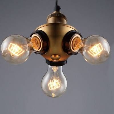 Bronze Bare Bulb 3 Light Cluster Chandelier – Beautifulhalo With Three Light Bare Bulb Pendants (View 10 of 15)