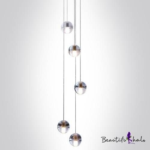 Cascade Glass Ball Pendant Light 5 Light – Beautifulhalo Inside Most Popular Long Pendant Lights (Photo 10 of 15)