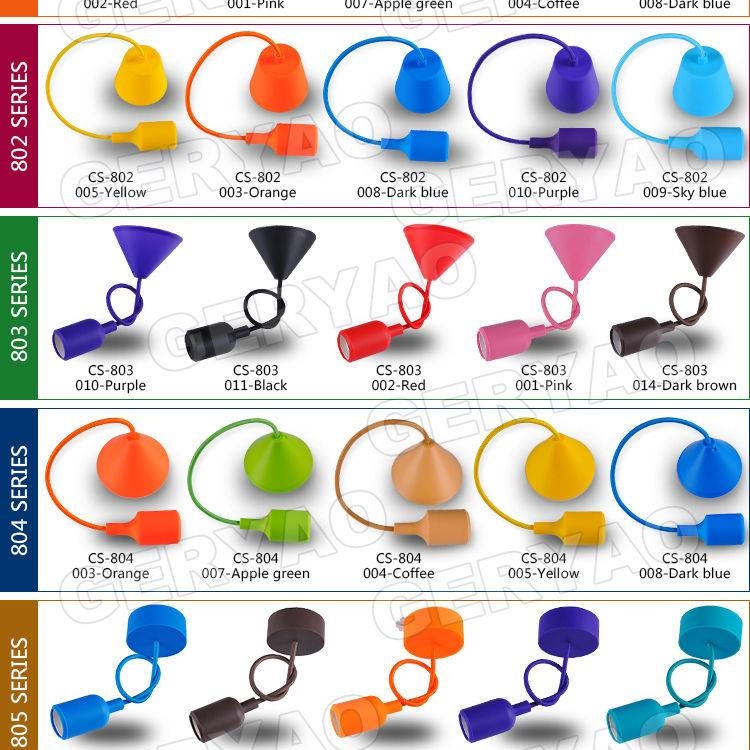 Coloured Ce Enec European Standard E27 Pendant Lamp Cord Set With With Regard To Coloured Pendant Cord (Photo 1 of 15)