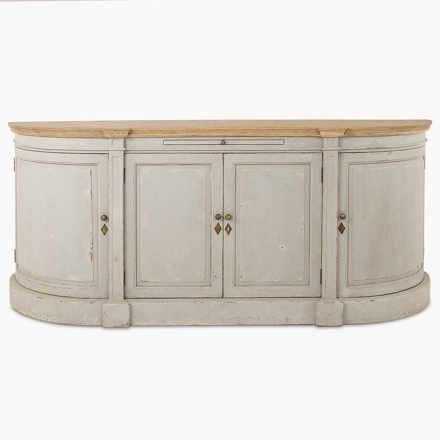 Curved Grey Sideboard With Solid Oak Top – Primrose & Plum In Curved Sideboards (Photo 9 of 15)