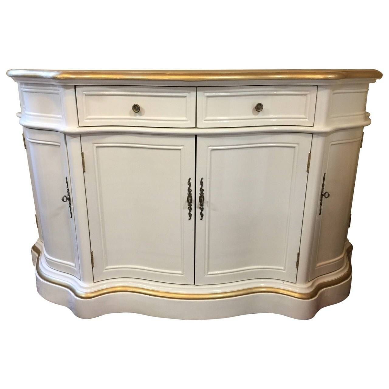 Curvy Lacquered Sideboard In Cream And Gold At 1stdibs In Cream Kitchen Sideboards (Photo 15 of 15)