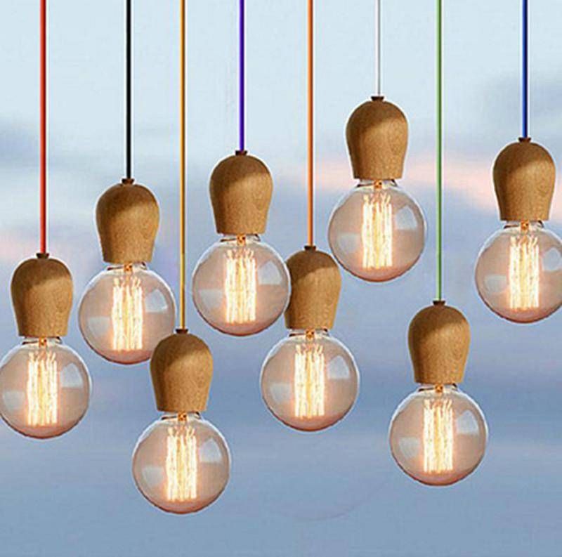 Discount Diy New Modern Diy Wooden Edison Pendant Light Ceiling For Most Current E27 Pendant Lights (Photo 5 of 15)