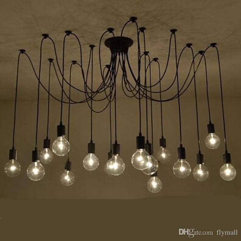 E27 Vintage Edison Bulbs Net Spider Pendant Light Lamp Fashion Pertaining To Newest Spider Pendant Lamps (Photo 15 of 15)
