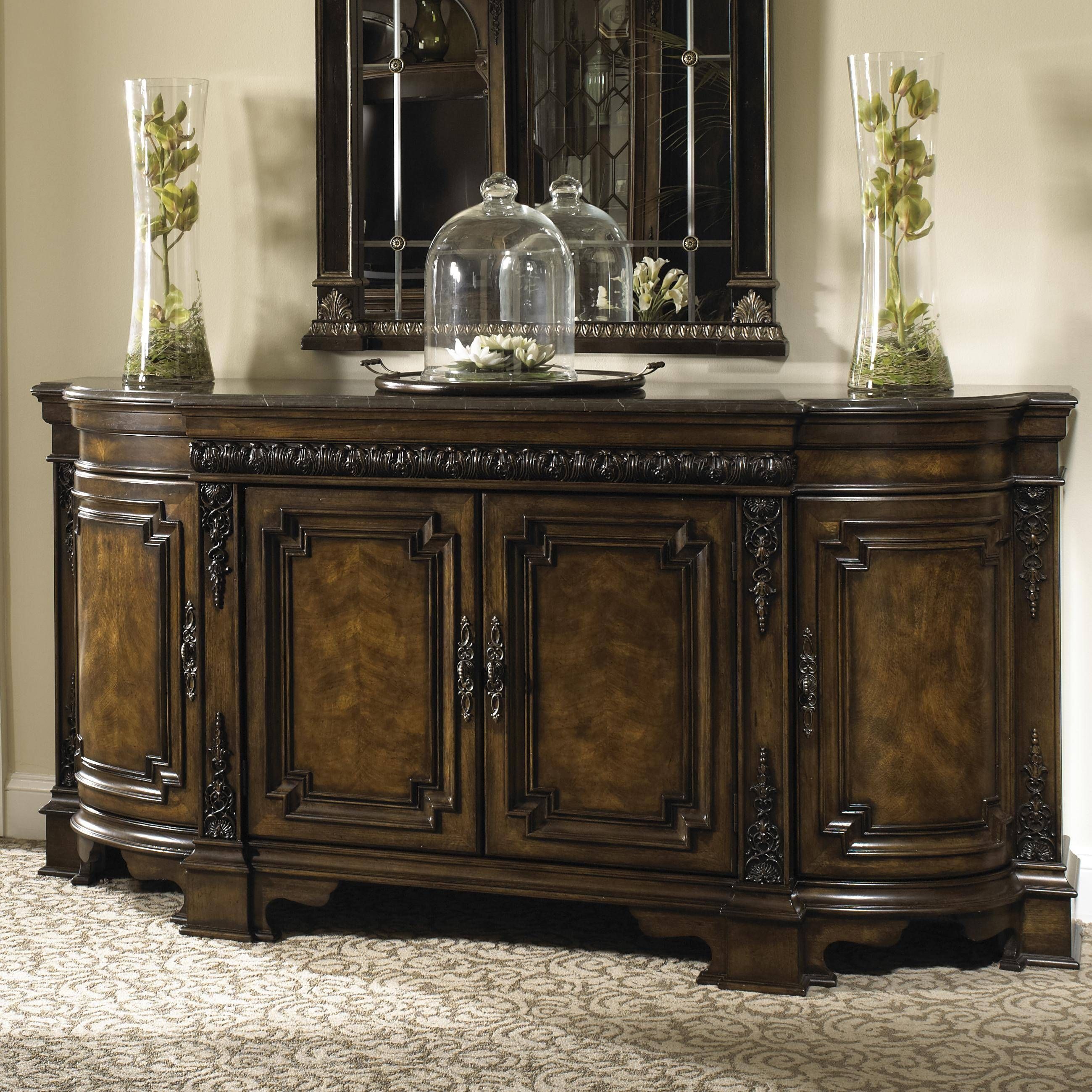 Formal Dining Credenza With Marble Top And Silverware Storage Regarding Marble Top Sideboards And Buffets (View 4 of 15)