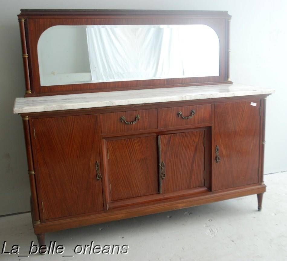 French Empire Sideboard/buffet Marble Top And Mirror !! For Sale With Regard To Marble Top Sideboards And Buffets (Photo 3 of 15)