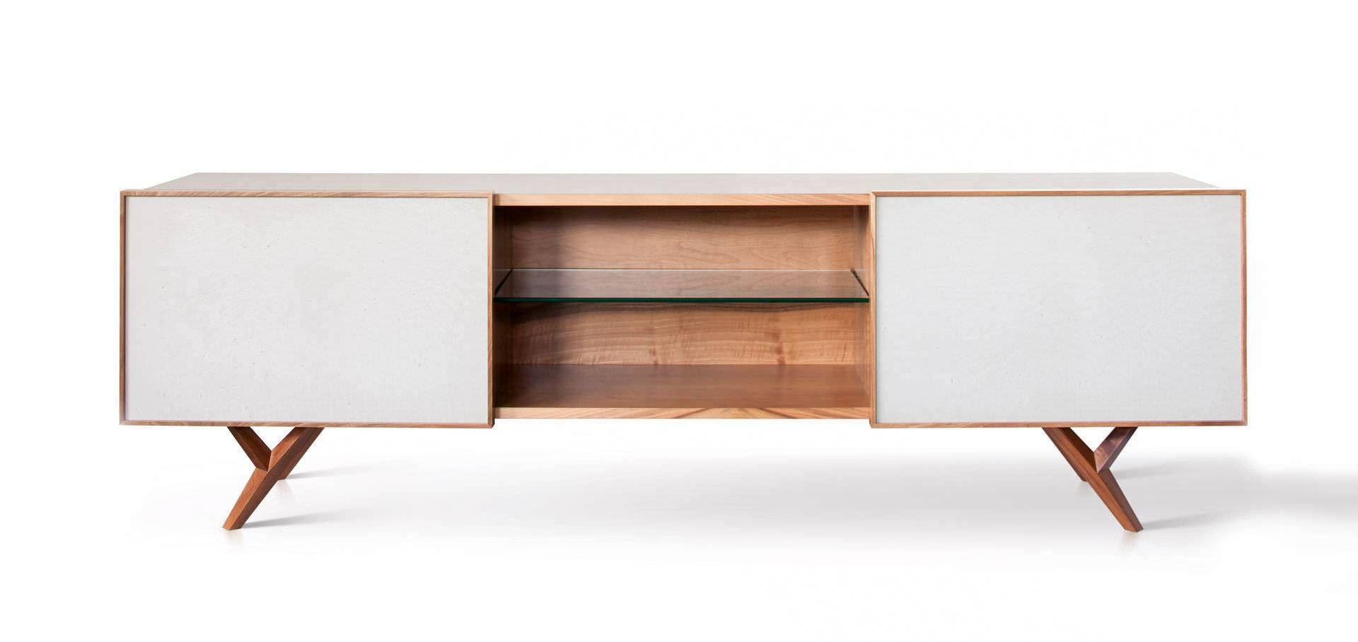 Furniture: White Gio Modern Sideboard With Buffet Credenza Also With White And Walnut Sideboards (Photo 8 of 15)