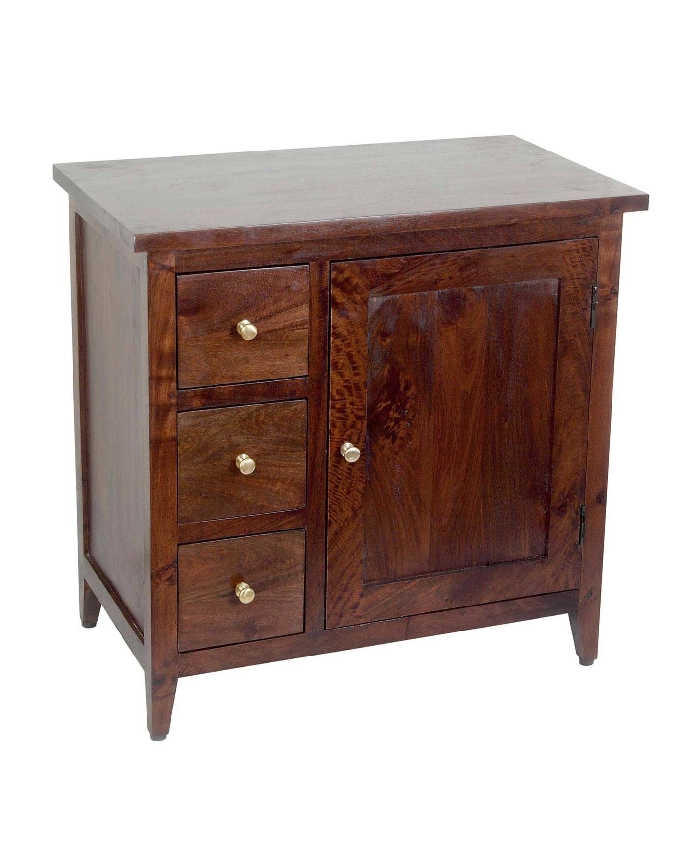 Groove Dark Shade Solid Mango Wood Small Sideboard With Drawers With Small Sideboards With Drawers (Photo 12 of 15)