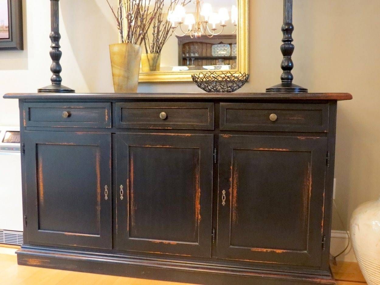 Hand Made Black Barn Wood Buffet With Distressed Multi Color Rub Throughout Distressed Wood Sideboards (Photo 1 of 15)