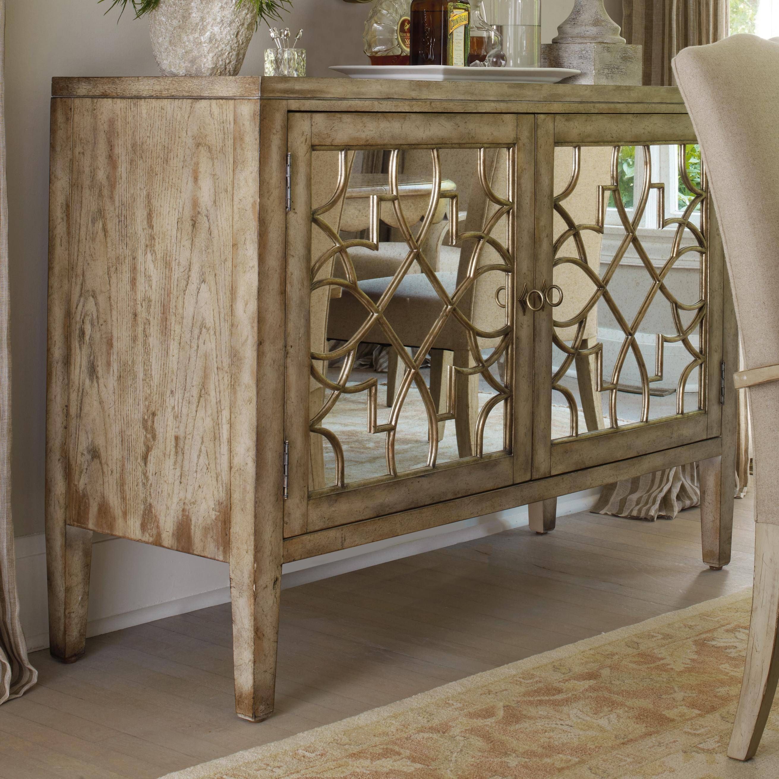 Hooker Furniture Sanctuary Two Door Mirrored Console – Ahfa With Mirrored Sideboards And Buffets (Photo 2 of 15)