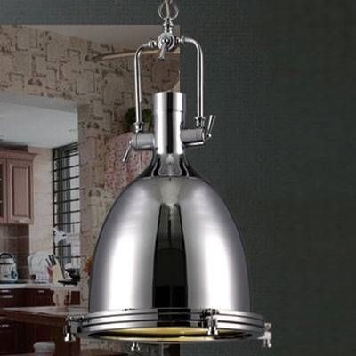Industrial Style 1 Light Large Pendant In Polished Nickel With Current Industrial Style Pendant Lights (View 6 of 15)