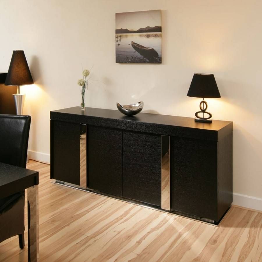 Large Modern Oak Sideboard / Cabinet / Buffet In Black Oak 2.0mtr With Contemporary Oak Sideboards (Photo 14 of 15)