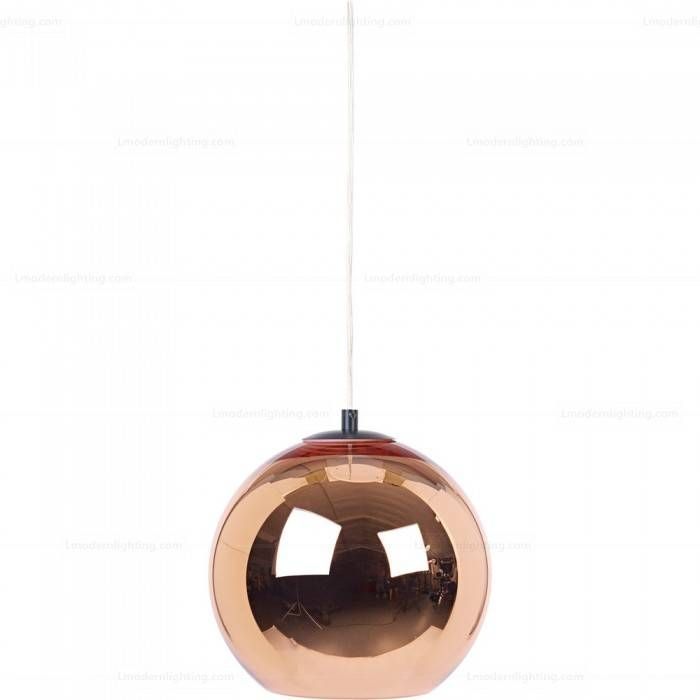 Mirror Glass Copper Shade Ball Pendant Light D20 With Regard To Most Current Copper Shade Pendant Lights (View 15 of 15)
