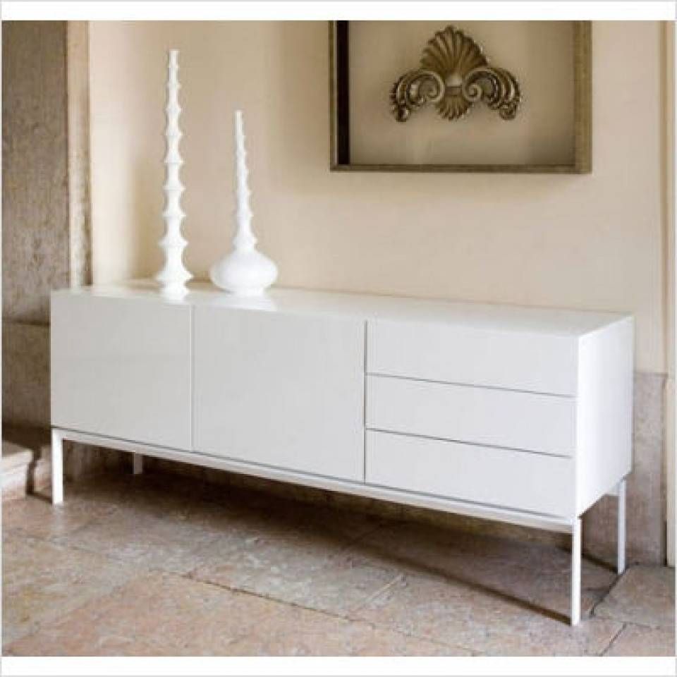 Modern Glare Sideboard, Buffet In White Lacquer In White Sideboard Furniture (Photo 4 of 15)