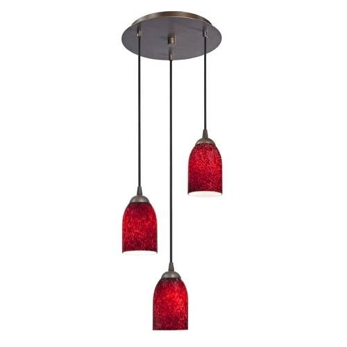 Modern Multi Light Pendant Light With Red Glass And 3 Lights | 583 Intended For Newest Red Pendant Lights (Photo 5 of 15)