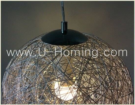 Modern Round Aluminum Wire Ball Pendant Lamp Lobby Pendant Lamps Inside Wire Ball Light Pendants (Photo 15 of 15)